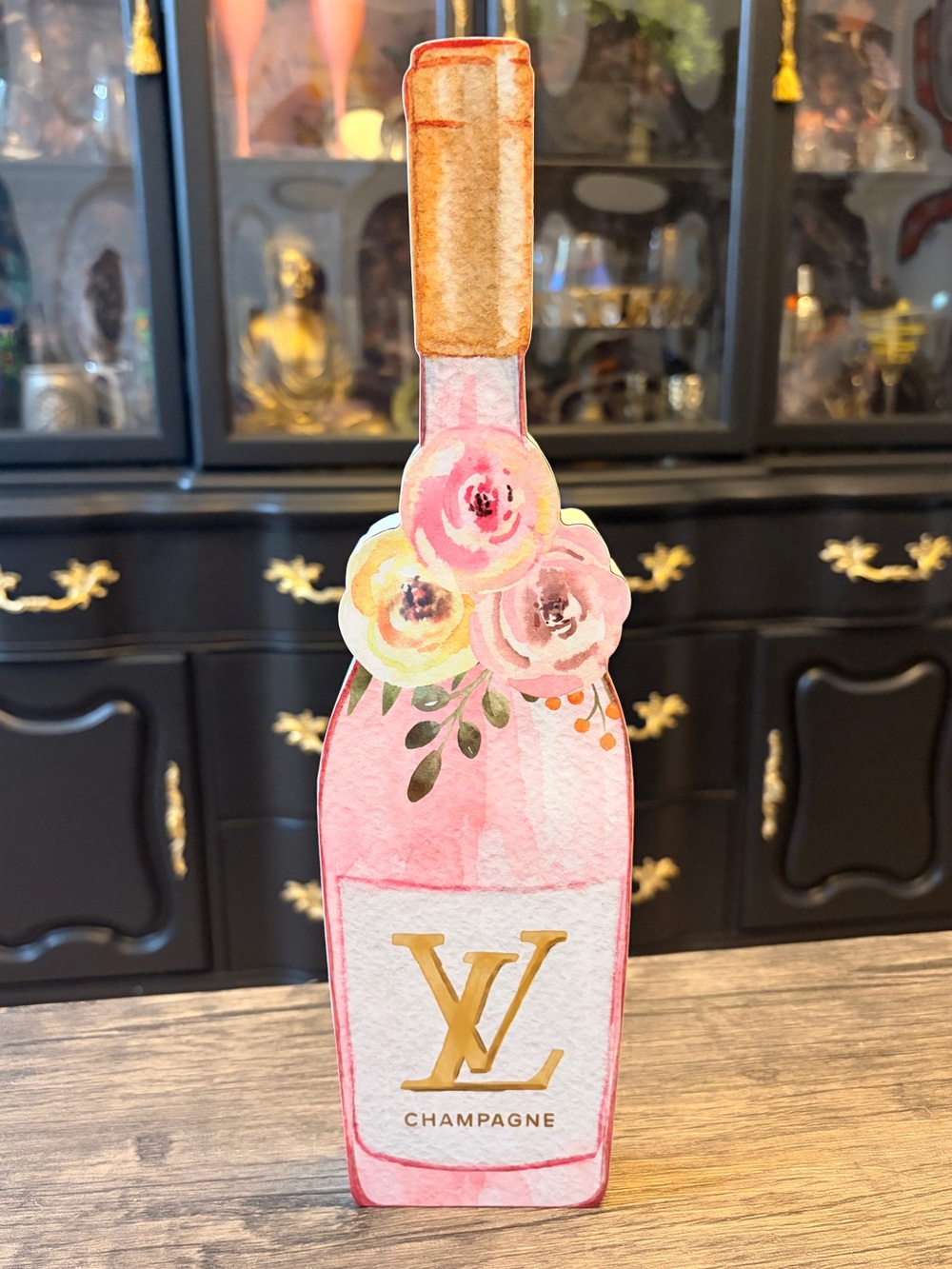 3D Inspired Pink Champagne Bottle Decorative Accent - Picture 9 of 9